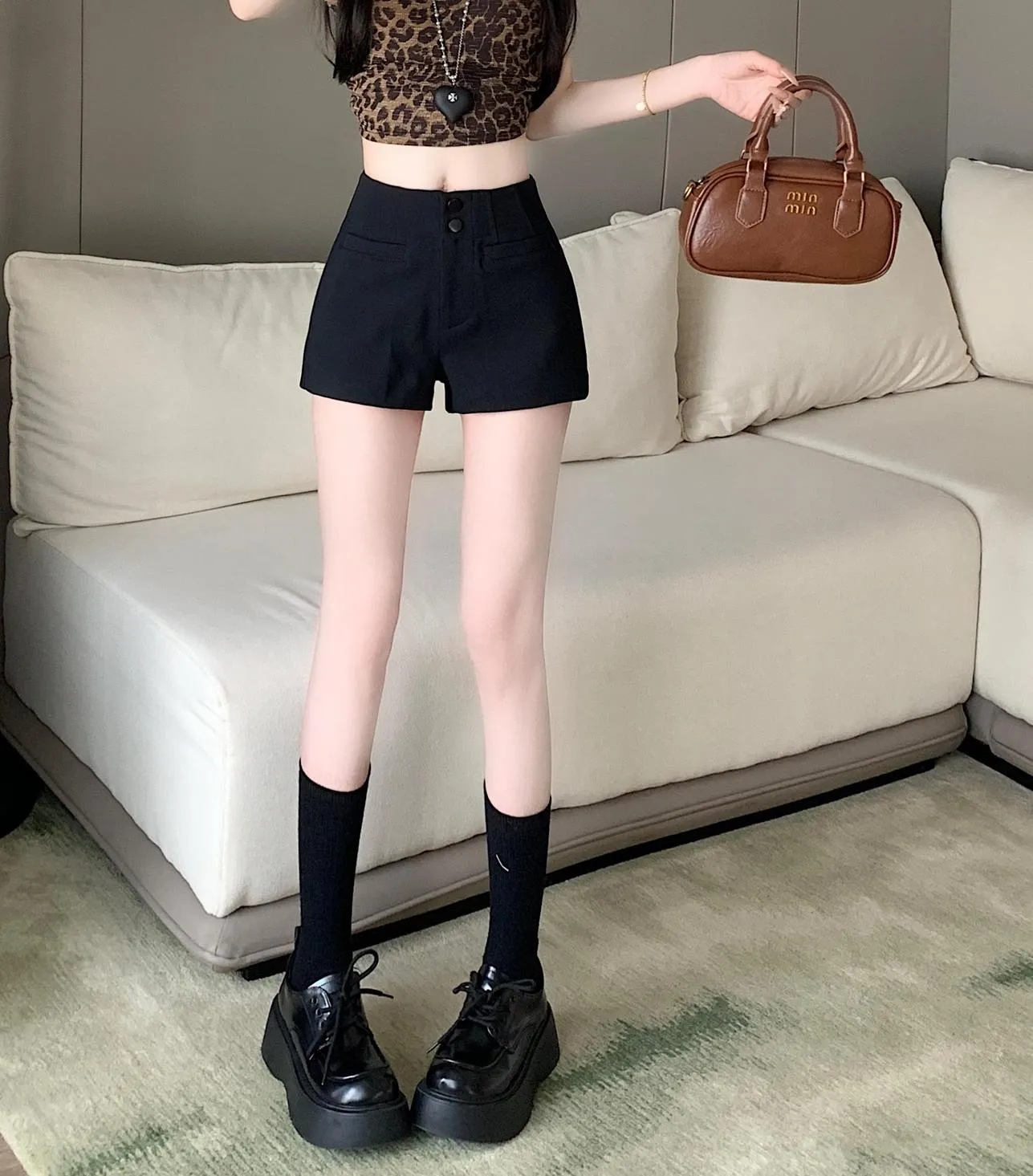 Women's Wide Leg Cargo Shorts in A-Line Design