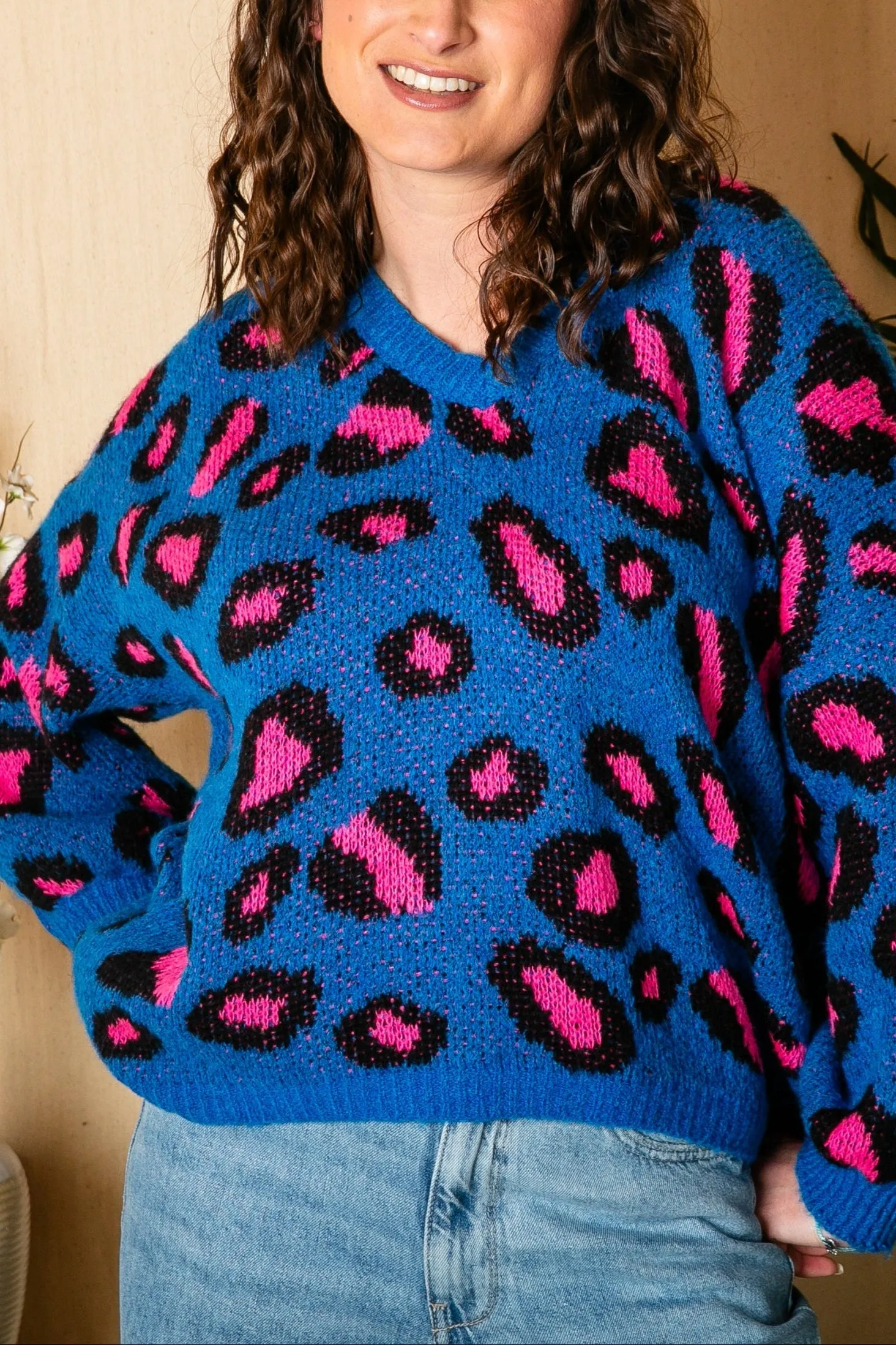 Wool Blend Leopard Print Jumper