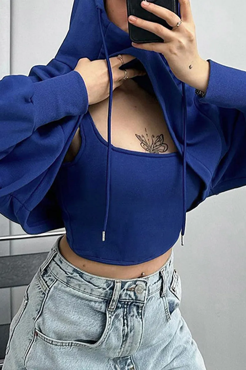 WS3264 Tank and Hoodie Sweatshirt Set