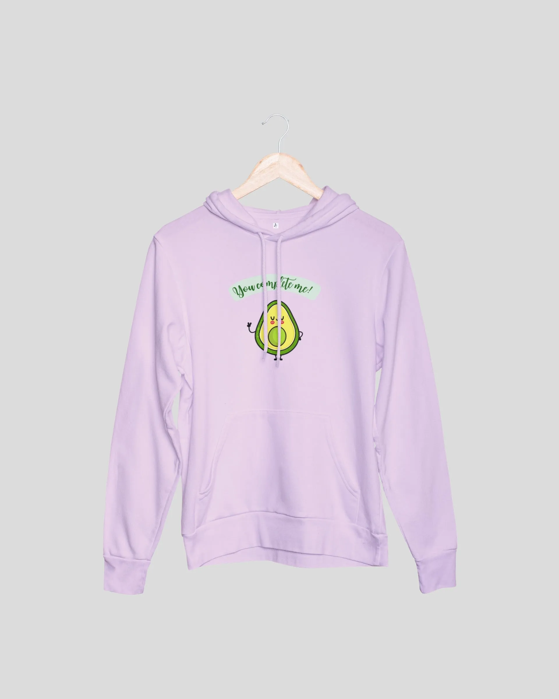 You Complete Me Avocado Couple Hoodies - Navy Blue and Light Pink Oversized Fit Hoodies