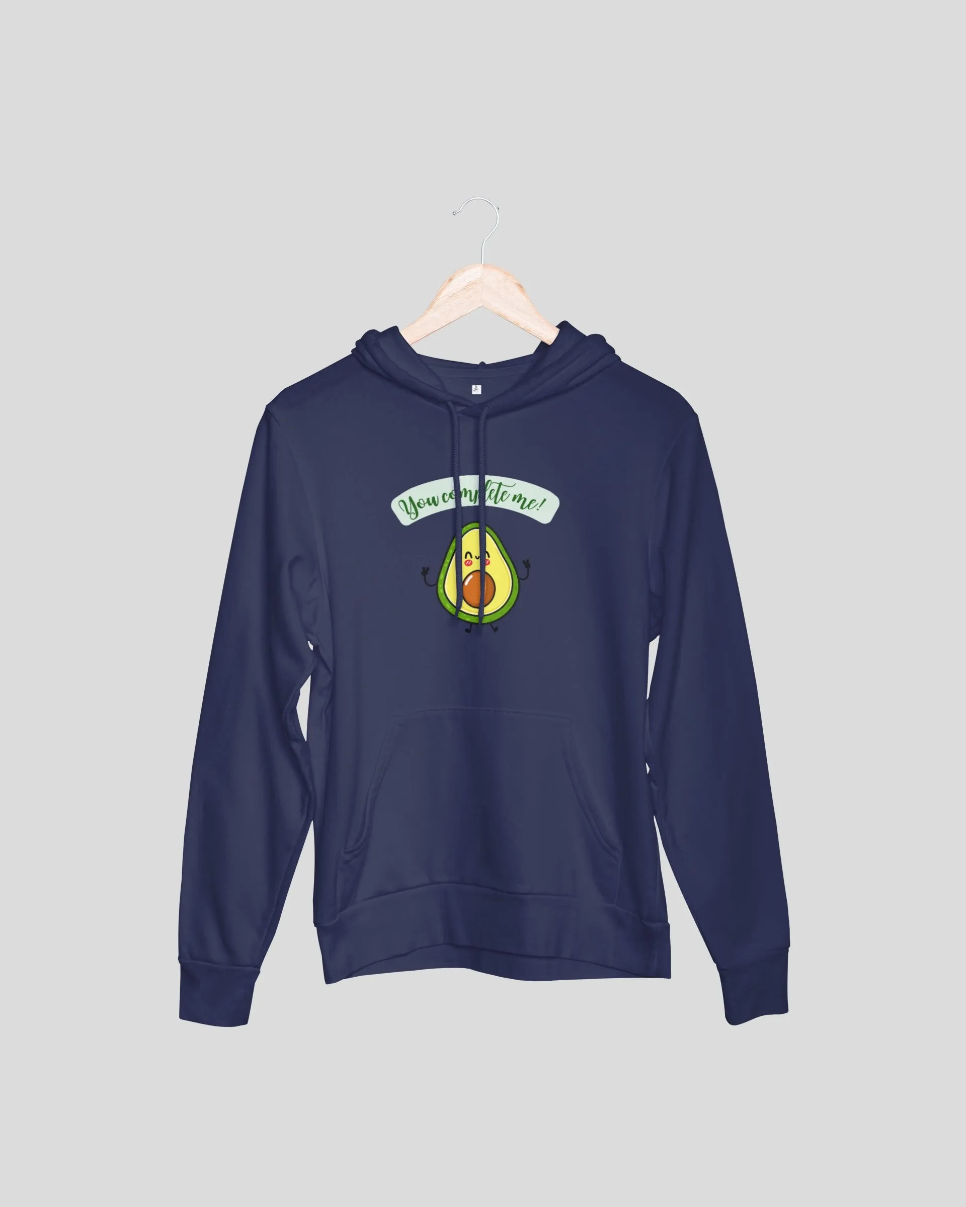 You Complete Me Avocado Couple Hoodies - Navy Blue and Light Pink Oversized Fit Hoodies