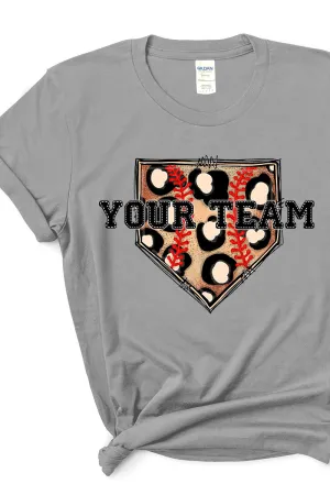 Your Team Cheetah Home Plate Short Sleeve Relaxed Fit T-Shirt