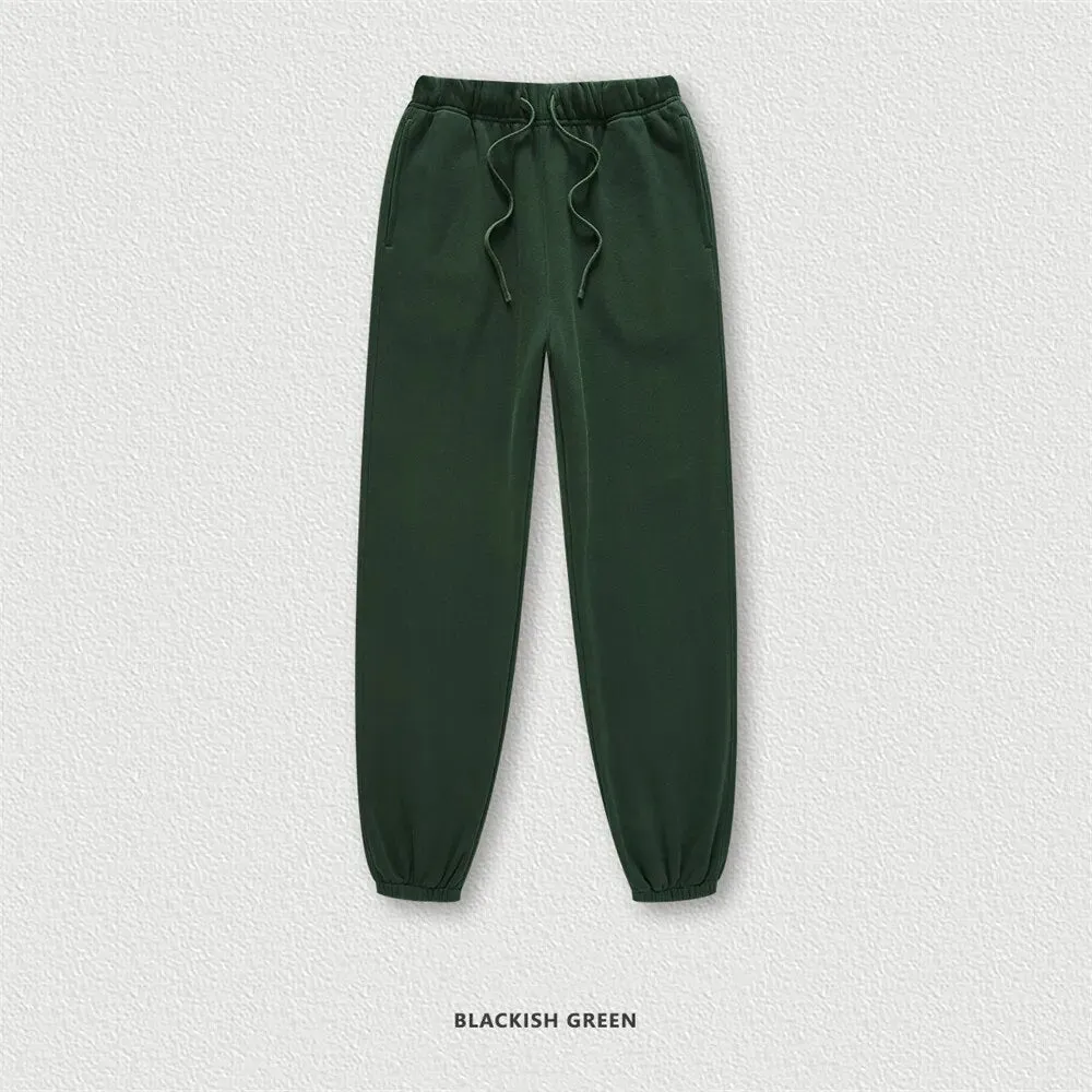 ZODF Retro Loose Solid Warm Fleece Sweatpants
