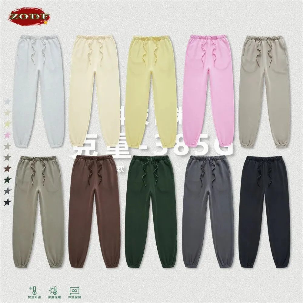 ZODF Retro Loose Solid Warm Fleece Sweatpants