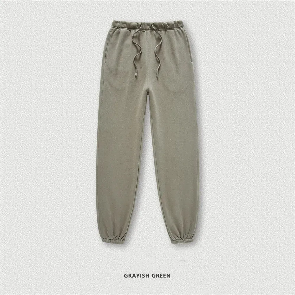 ZODF Retro Loose Solid Warm Fleece Sweatpants