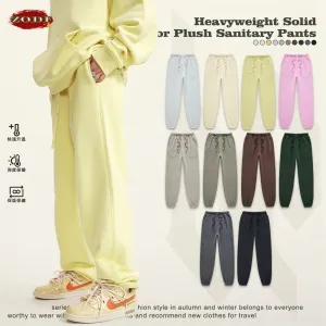ZODF Retro Loose Solid Warm Fleece Sweatpants