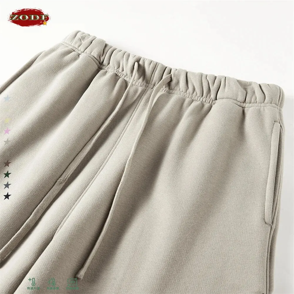 ZODF Retro Loose Solid Warm Fleece Sweatpants